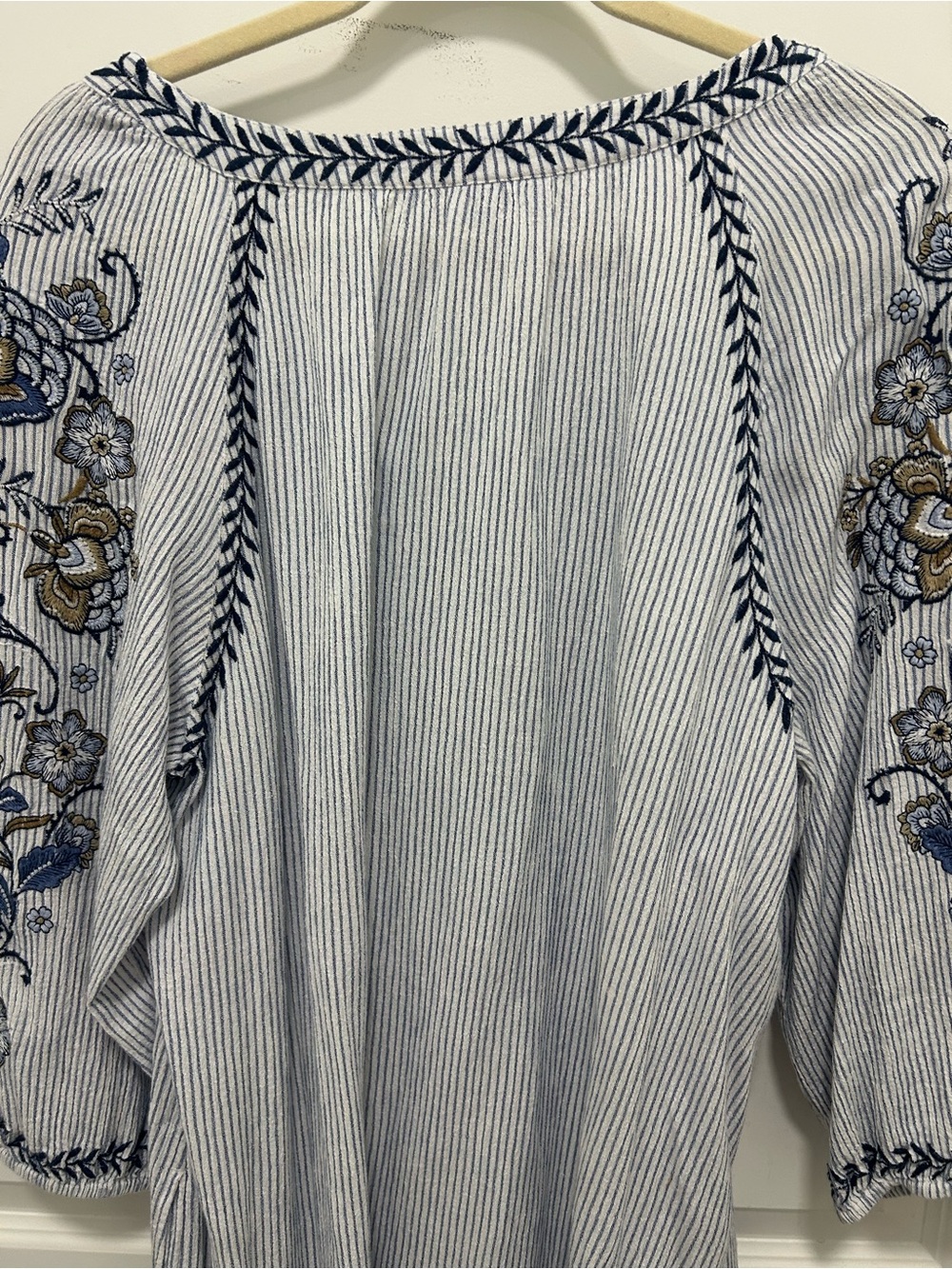 J. Jill Embroidered Striped Tunic Dress Cover-Up Blue White Size XL - Picture 8 of 10